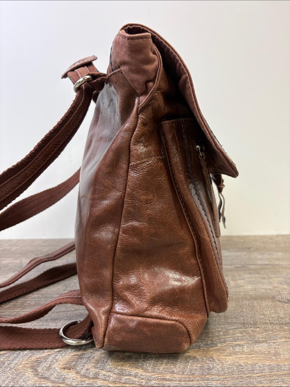 The Sak Brown Leather Convertible Backpack Crossbody Bag - Picture 7 of 14